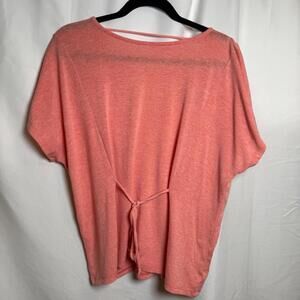 Gilli Coral Short Sleeve Knit Top Rayon Blend Stretch USA Women's L